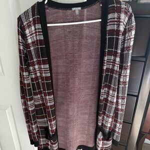 Plaid Open-Front Cardigan Sweater